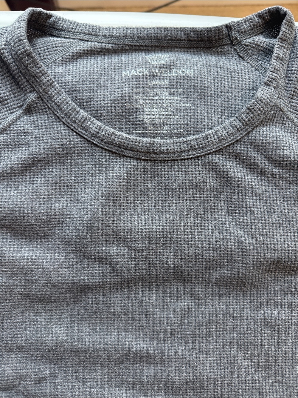 Mack Weldon Gray Waffle-Knit Long Sleeve Crew